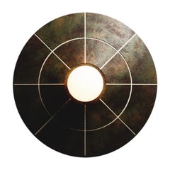 Lampada da parete circolare grande Navazi in ceramica e vetro color carbone bruciato di SVITANOK