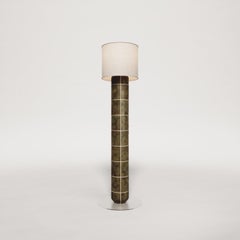 Navazi Large Floor Lamp in Ceramic, Linen & Frosted Glass by SVITANOK