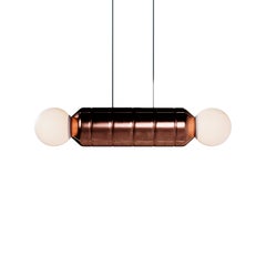 Navazi Medium Horizontal Lamp in Burnished Copper & Frosted Glass by SVITANOK