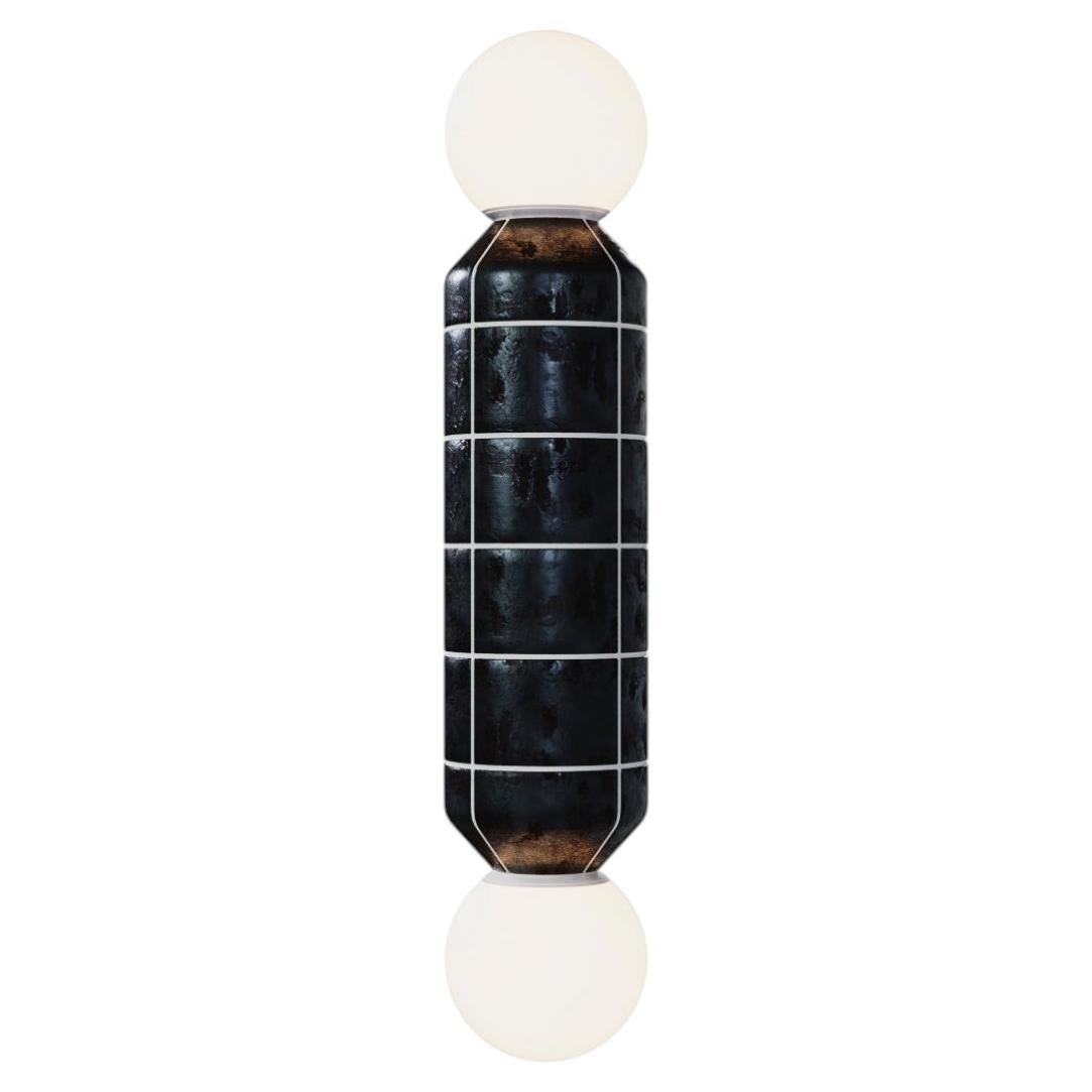 Navazi Medium Wall Lamp in Scorched Coal Ceramic & Glass by SVITANOK