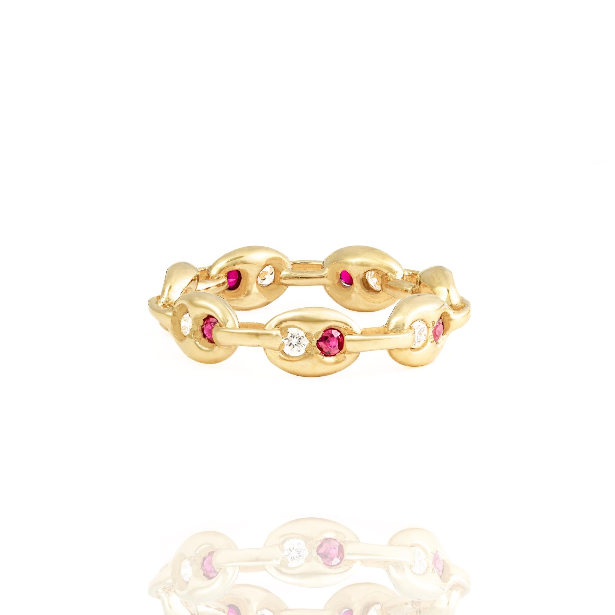 Nave Diamond And Ruby Chain Link Ring - image 3