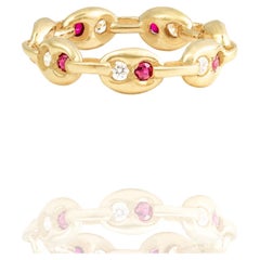 Anello a catena con diamante e rubino di Nave