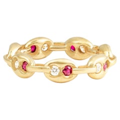 Nave Diamond and Ruby Chain Link Ring
