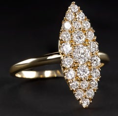 Navete Style Round Brilliant Cut Diamond Eye Catching Cocktail Ring