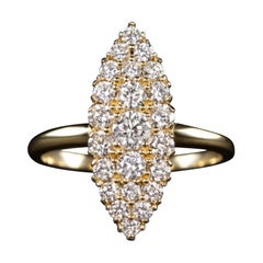 Navete Style Round Brilliant Cut Diamond Eye Catching Cocktail Ring