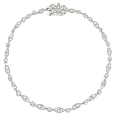 Navette plaques and rounds diamond bracelet