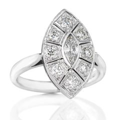 Navette Shape Marquise Diamond Art Deco Style Ring