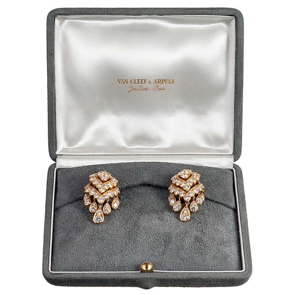 Women's Van Cleef & Arpels Navette Shaped Diamond Tremblant Earrings