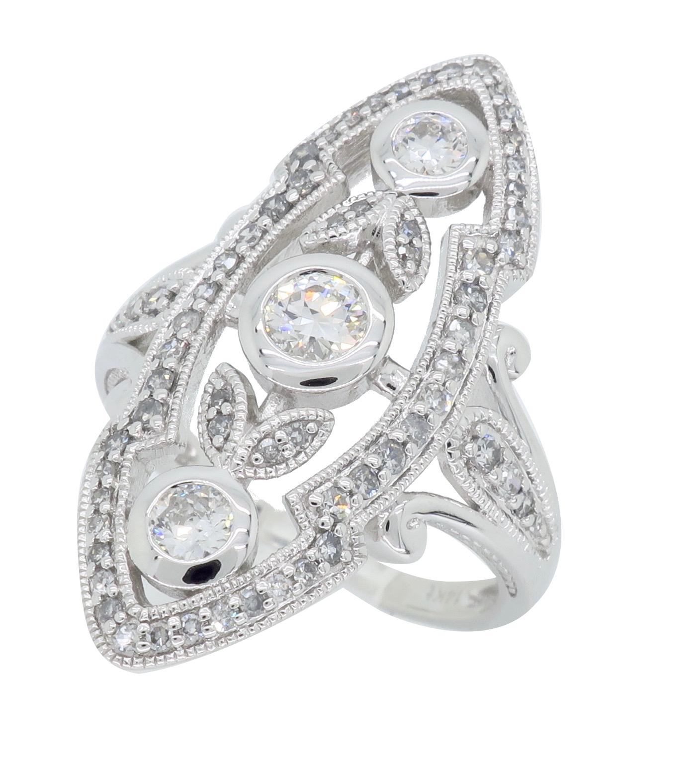 Navette Style Diamond Ring In New Condition In Webster, NY