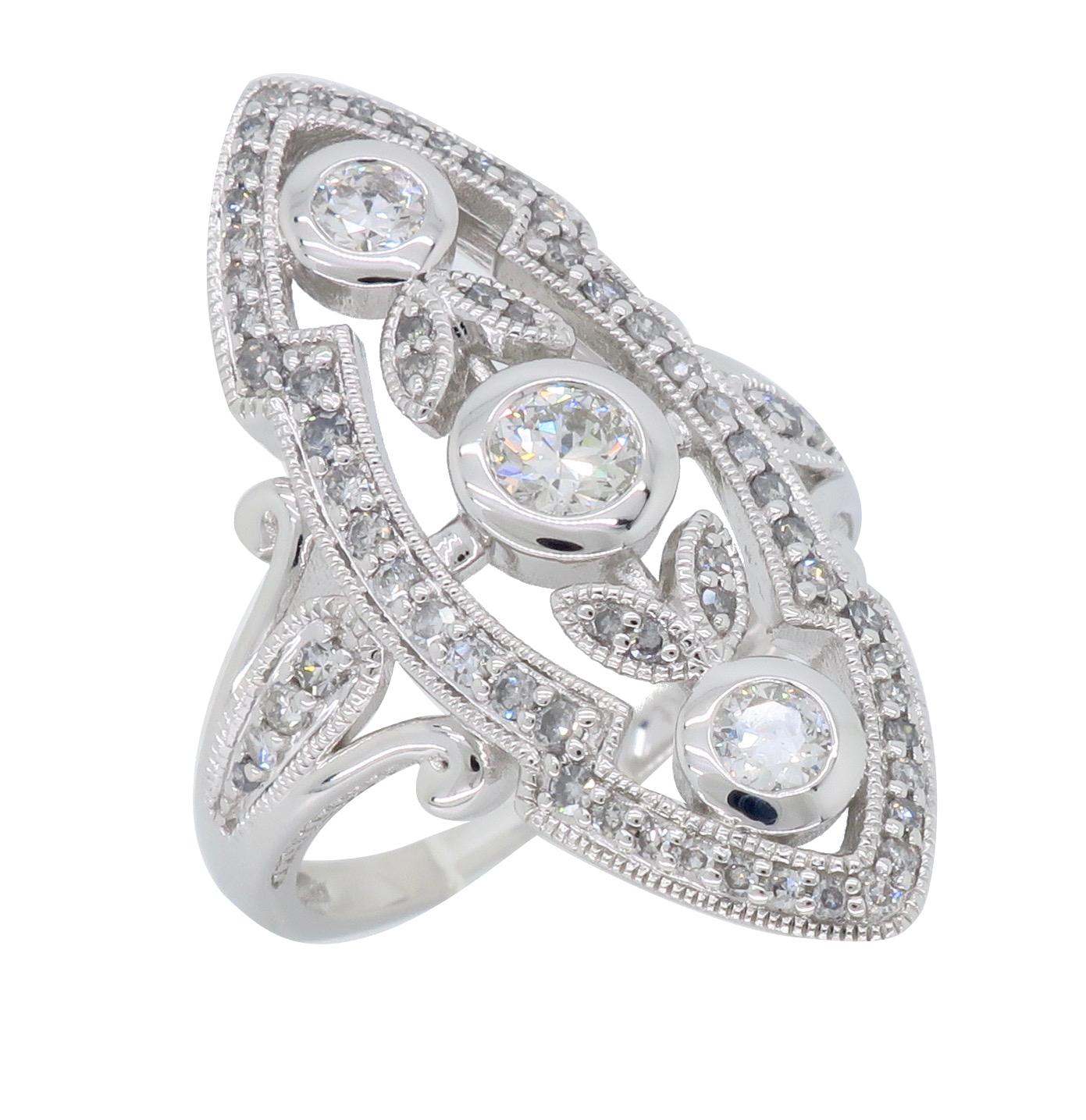Women's or Men's Navette Style Diamond Ring