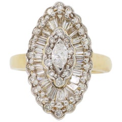 Navette Style Marquise Shaped Diamond Ring