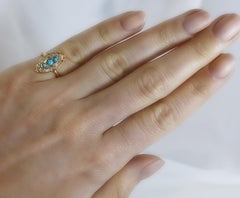 Navette Turquoise Diamond Marquise Antique Ring