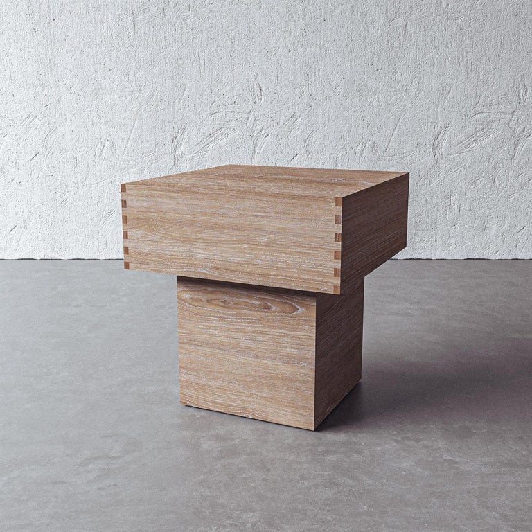 "Navier" Exposed Joinery and French Oak Side Table by Christiane