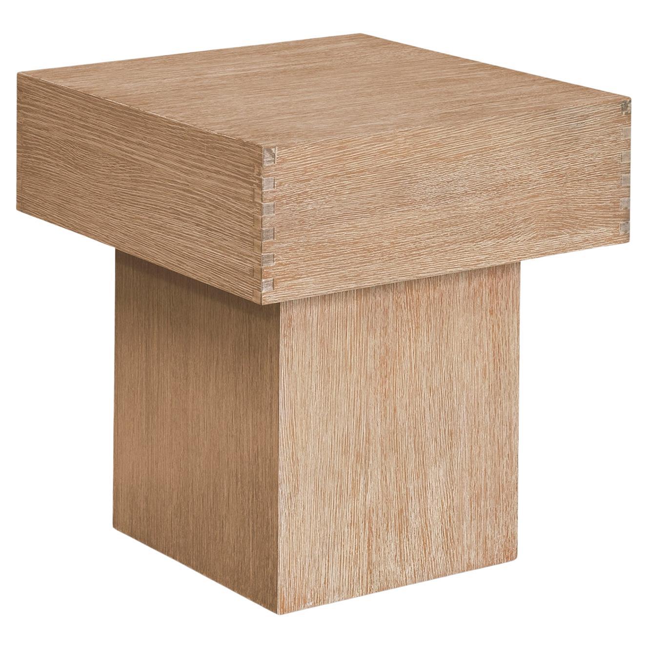 "Navier" Exposed Joinery and French Oak Side Table by Christiane Lemieux For Sale