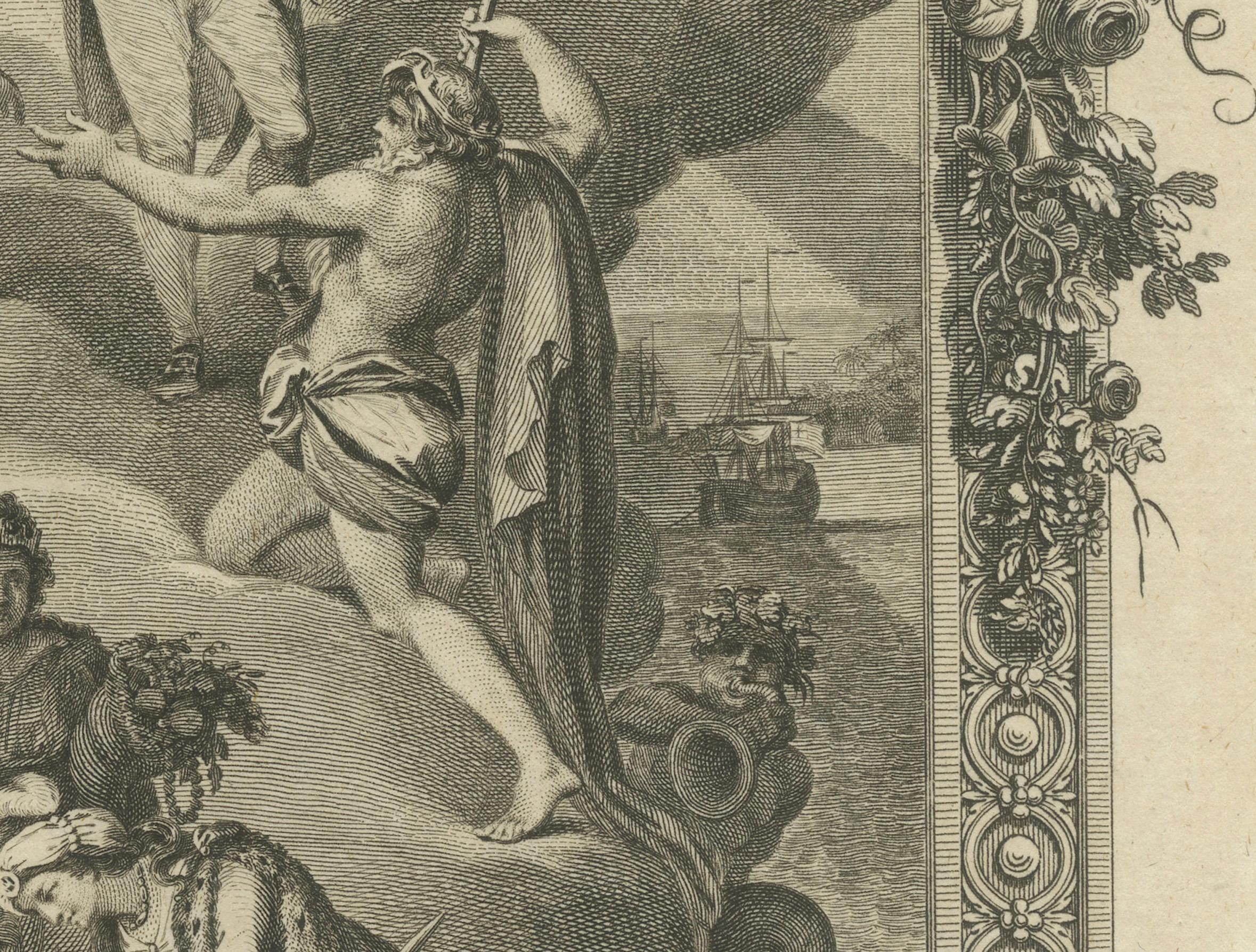 Late 18th Century Navigating History: An Allegorical Frontispiece Honoring Captain Cook, ca.1788 For Sale