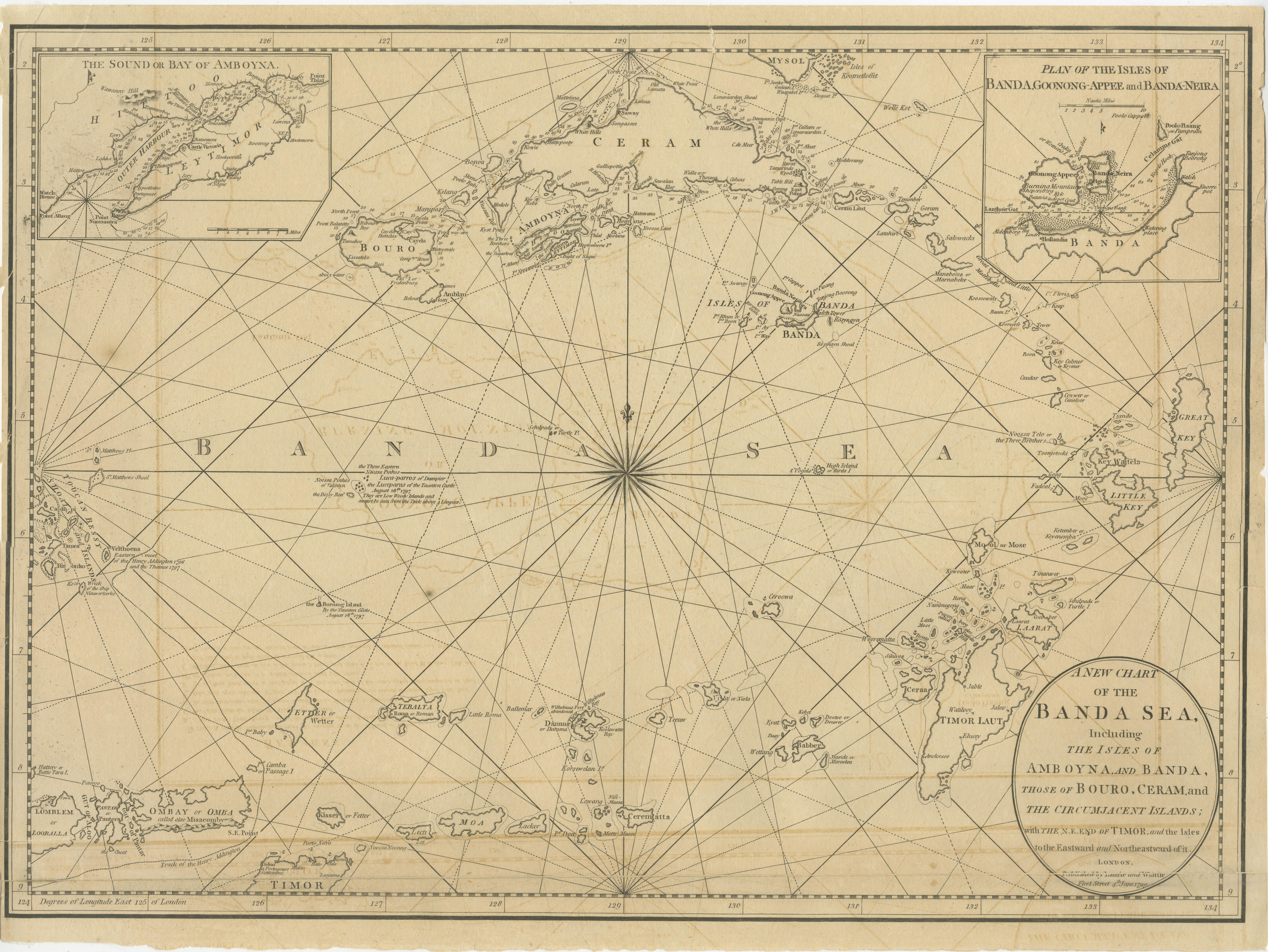 Cette carte antique originale  est une carte marine du XVIIIe siècle réalisée par Laurie & Whittle, une célèbre société britannique qui publiait des cartes et des ouvrages maritimes. Le titre suggère qu'il s'agit spécifiquement d'une carte de la mer