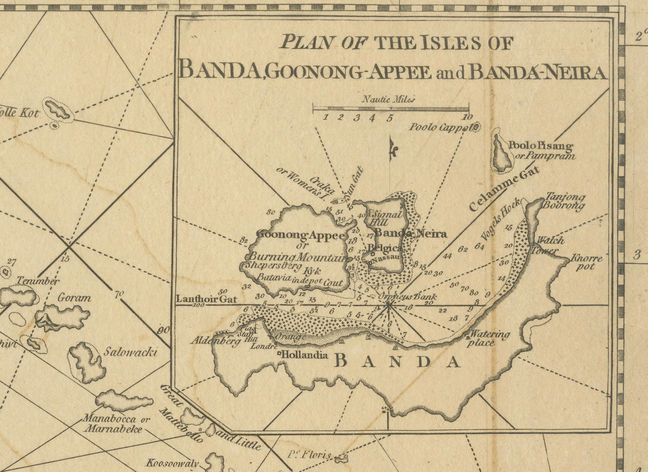 XVIIIe siècle Naviguer dans le commerce des épices : Une carte maritime de la mer de Banda, 1799 en vente