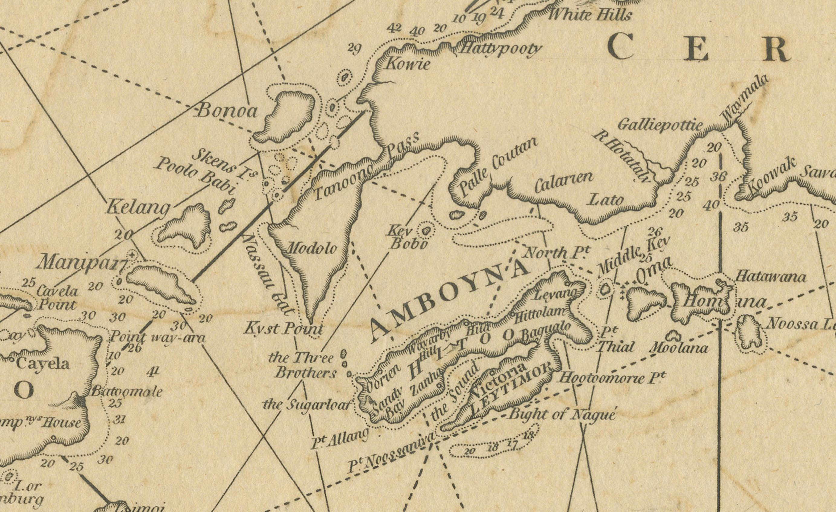 Naviguer dans le commerce des épices : Une carte maritime de la mer de Banda, 1799 en vente 1