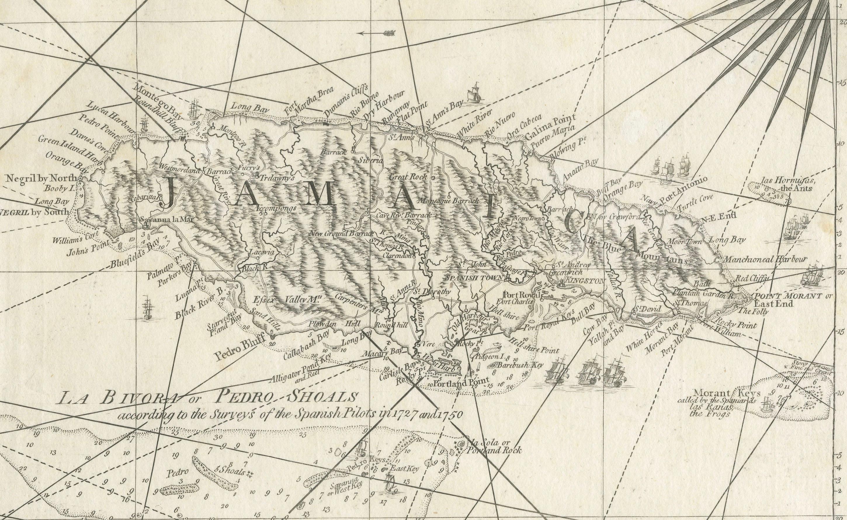 Late 18th Century Navigational Chart of Jamaica, Cape Gracias a Dios, and the Mosquito Coast, 1775 For Sale