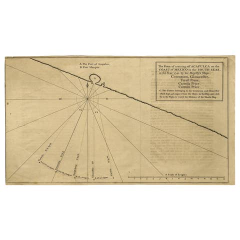 Navigational Chart of Mexico's Coast, with Acapulco and Port Marquis, 1748