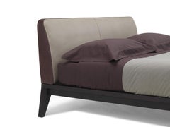 'NAVIGLIO' Minimal Style King Size Bed with Leather Headboard and Wooden Frame