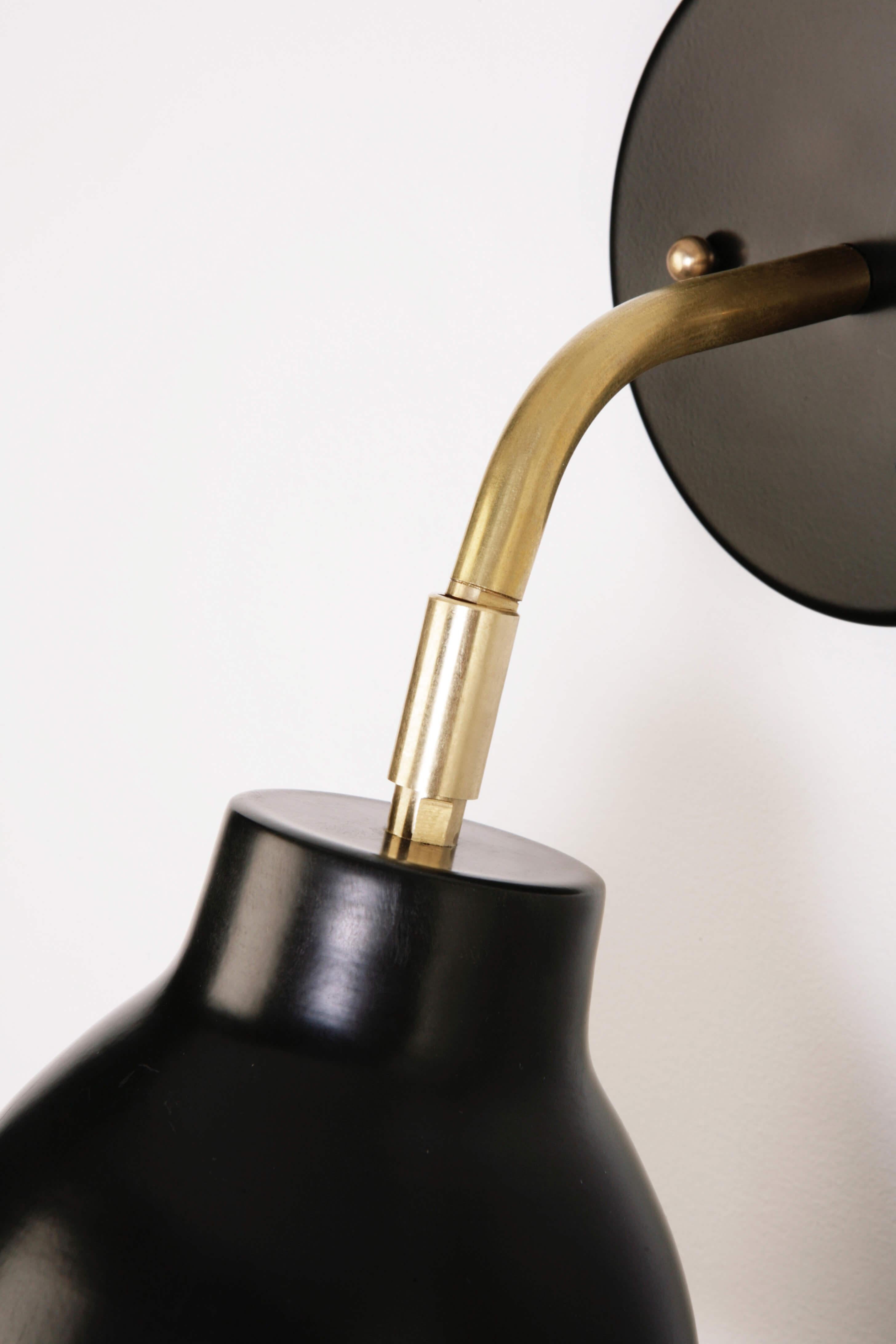 Contemporary Navire Petite Sconce With Brass Arm And Raw Solid Brass Tilting Shade Nautical
