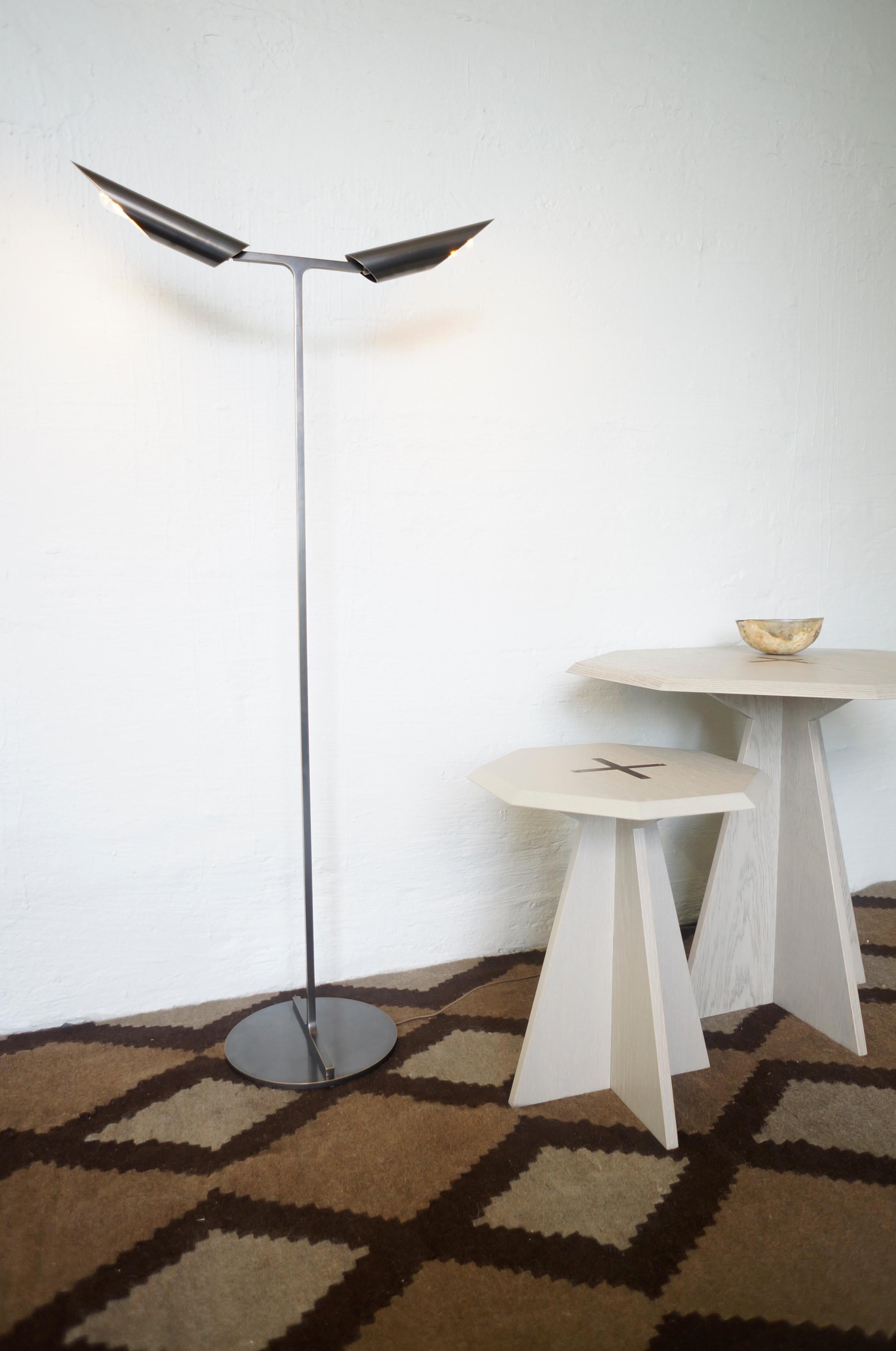 American Navis Floor Lamp in patinated brass For Sale
