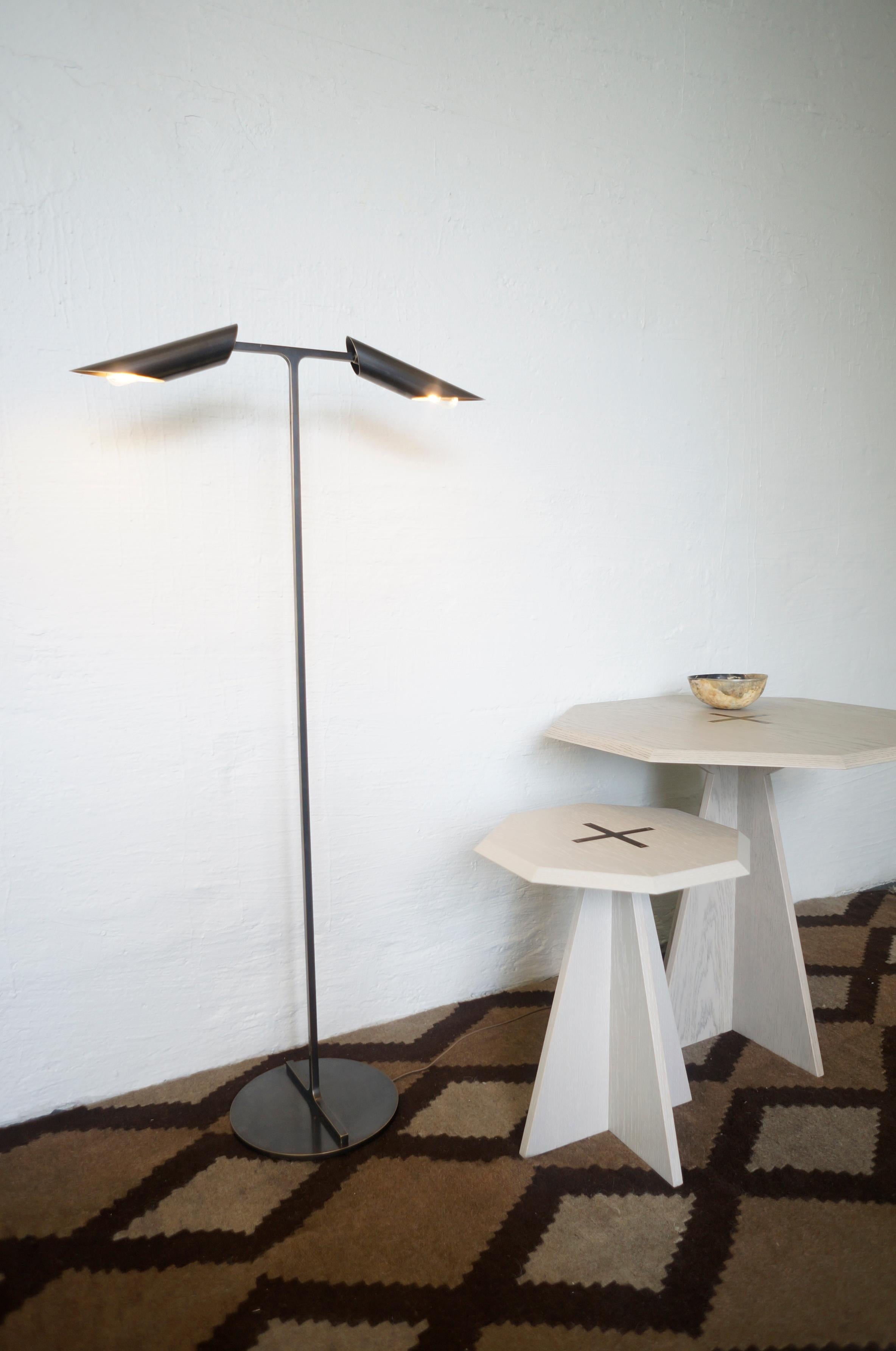 Patinated Navis Floor Lamp in patinated brass For Sale