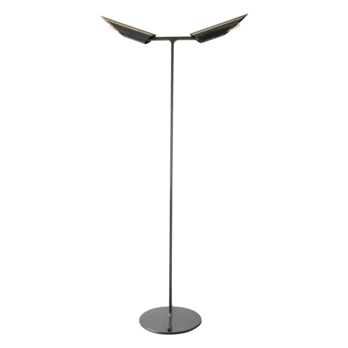 Navis Floor Lamp in patinated brass For Sale