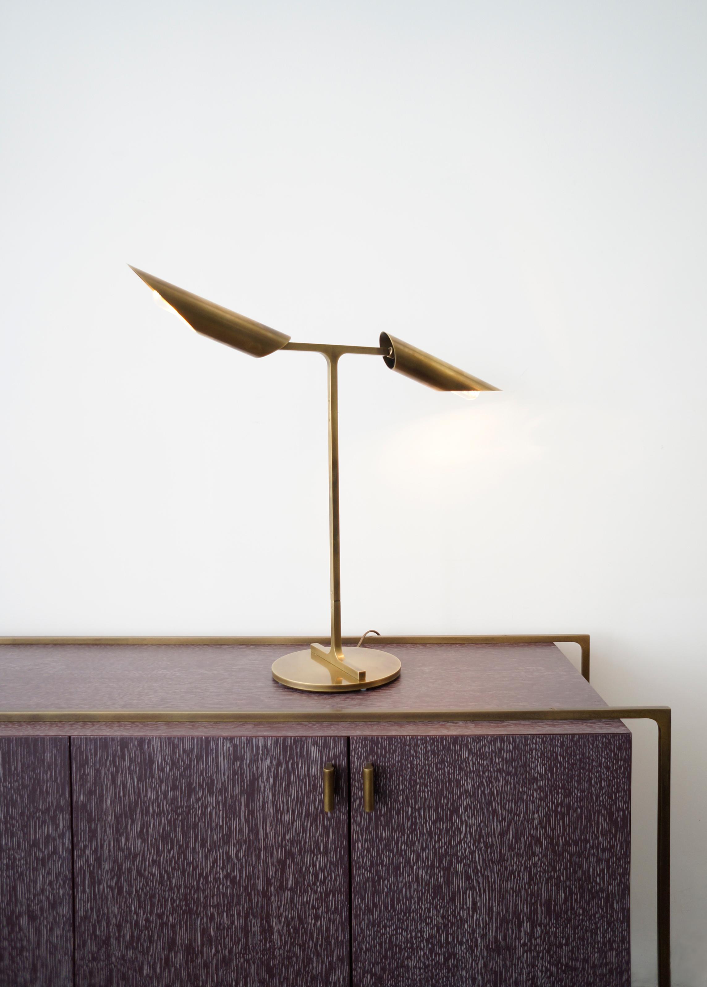 Patinated Navis Table Lamp - patinated brass