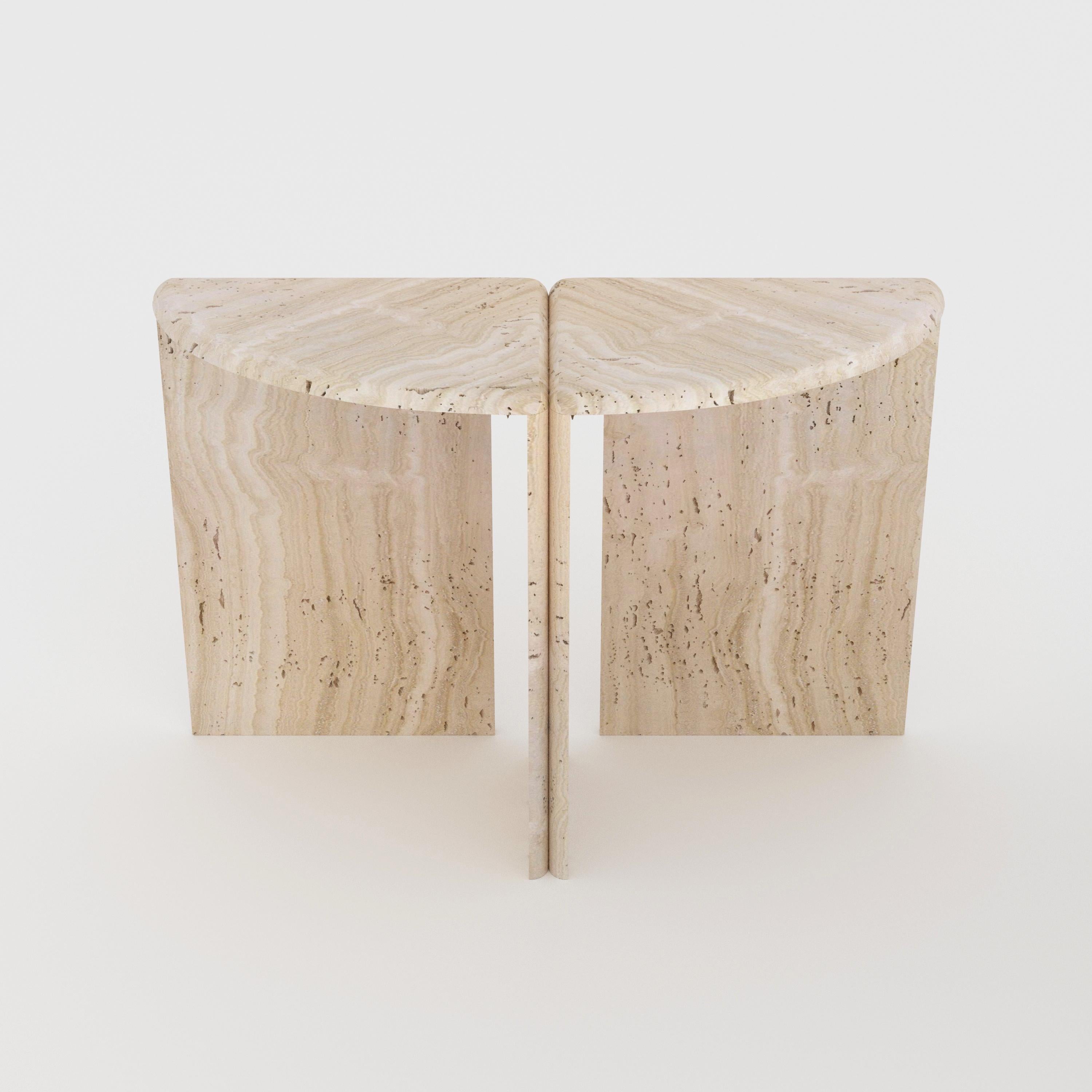 Italian Navona Travertine Lily Console Table by Fred and Juul For Sale
