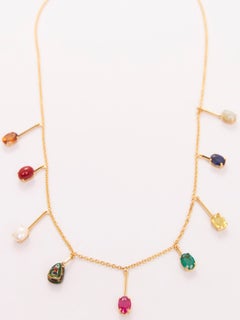 Navratna Charm Chain in 18kt Gold