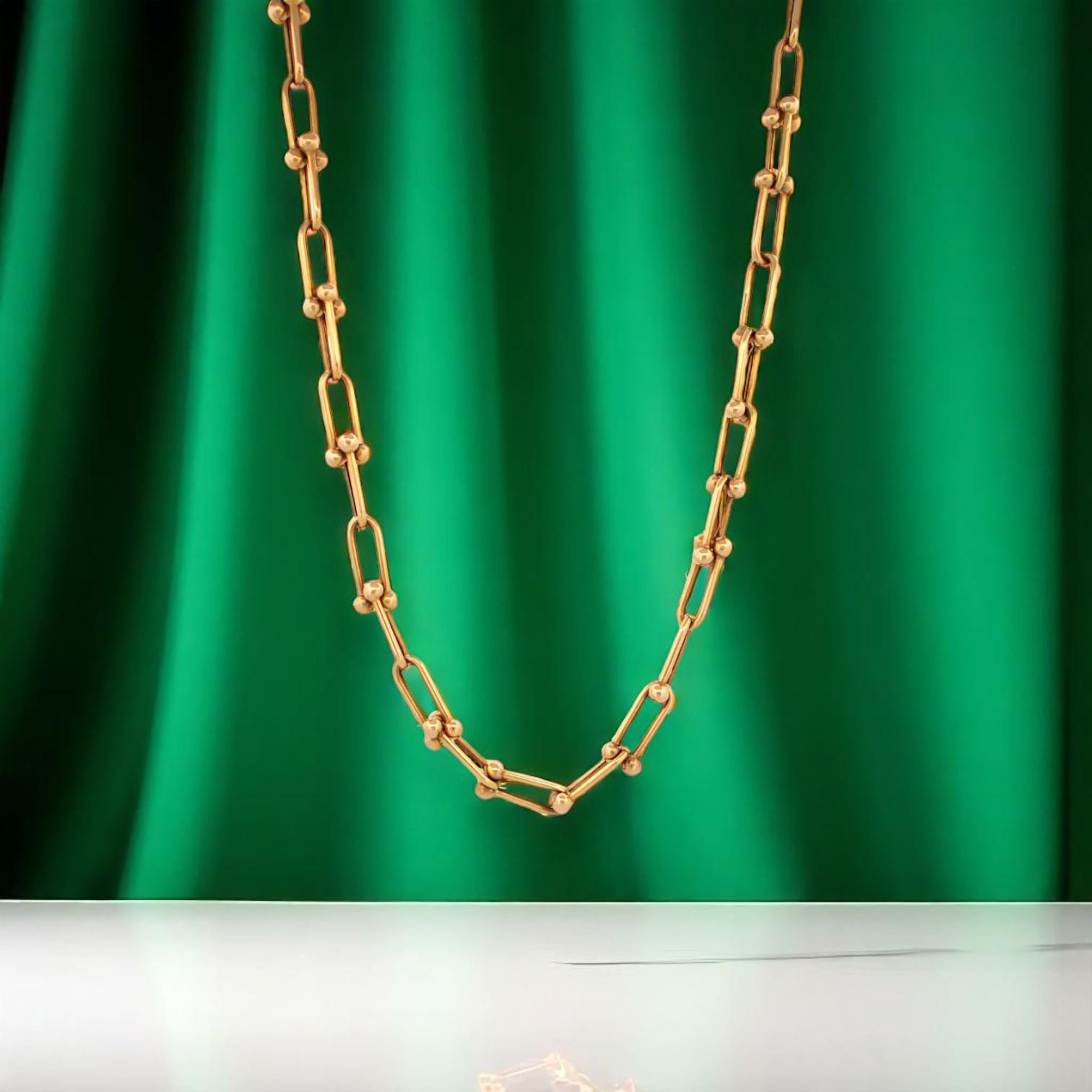 Art Deco Navy  14k Yellow Gold Bar Bell Chain – 20