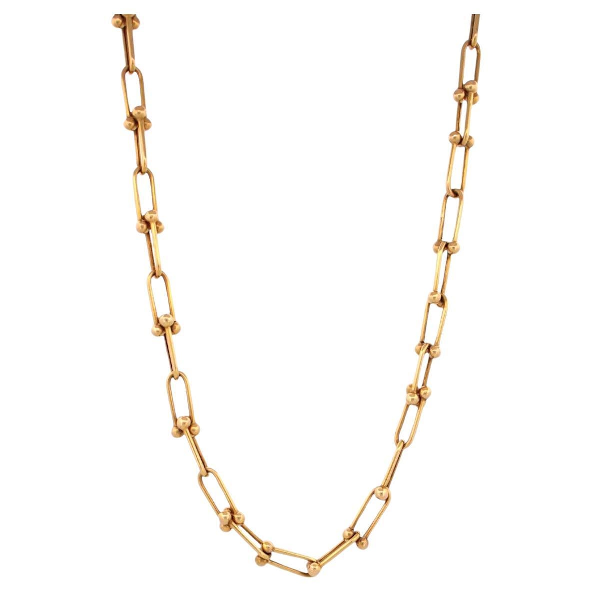 Navy  14k Yellow Gold Bar Bell Chain – 20" Length with 15 mm Links For Sale