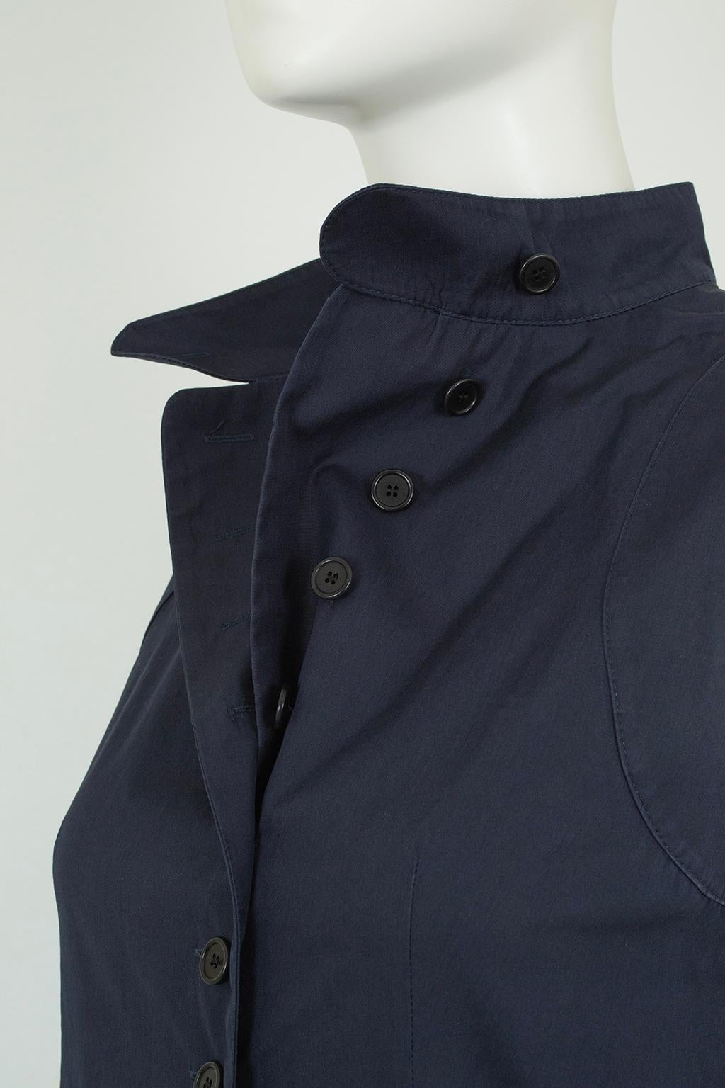 Robe-chemise sans manches à plis en forme de couteau d'Akris, marine, étiquettes d'origine - XS, 2012 en vente 4