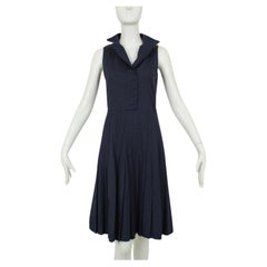 Navy Akris Sleeveless Knife Pleat Sailor Shirt Dress, Original Tags – XS, 2012
