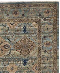 Navy and Blue Contemporary Handmade Wool Turkish Oushak Rug