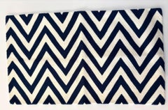 Navy and Ivory Chevron Crewel Embroidery Lumbar Pillow Cover Set of 2