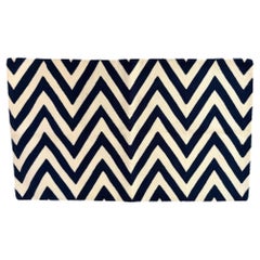 Navy and Ivory Chevron Crewel Embroidery Lumbar Pillow Cover Set of 2