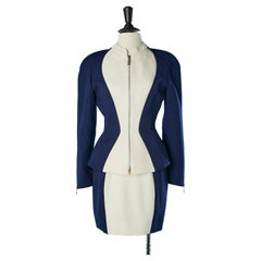 Navy and ivory worsted wool skirt-suit Mugler Circa 2000