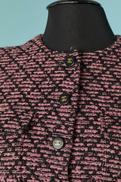 Navy and pink Tweed single breasted jacket CHANEL Boutique