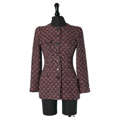 Navy and pink Tweed single breasted jacket CHANEL Boutique
