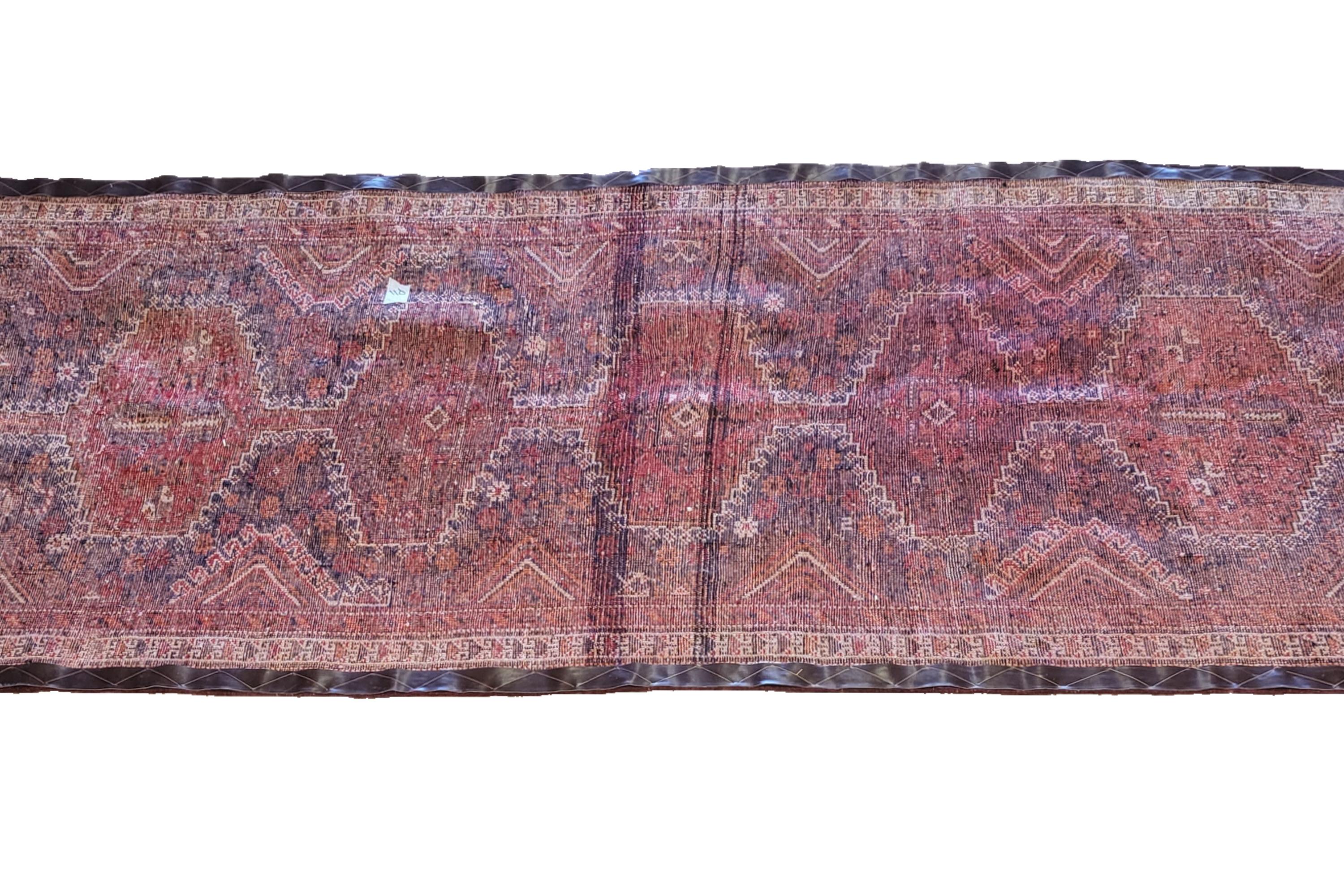 Hand-Knotted Navy and Rust Mezit / Qashqai Runner - Nomadic Persian Rug For Sale