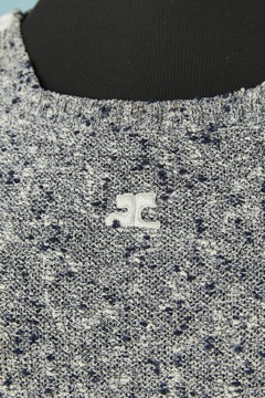 Navy and white knit chiné sweater Courrèges