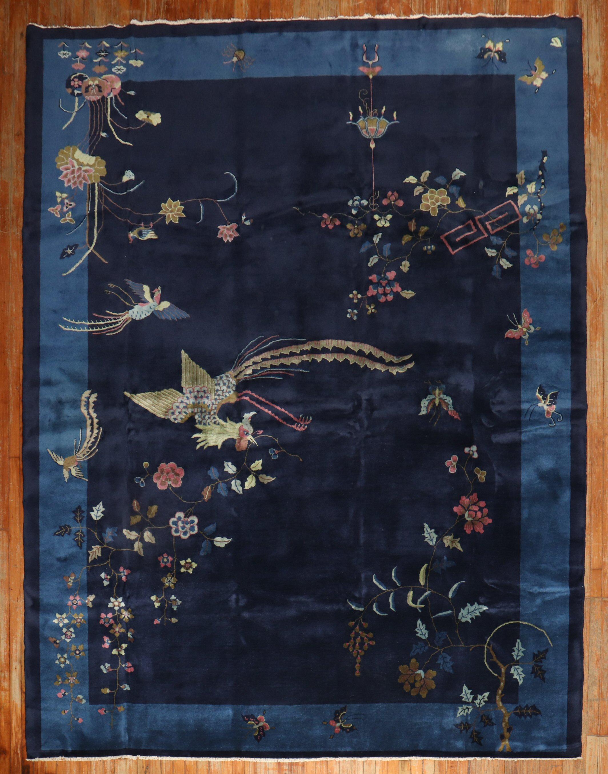 Elegant full pile antique Chinese Art Deco rug from the 1940's

Measures: 9' x 11'3''.