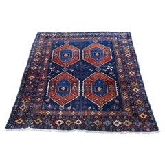 Navy Vintage Persian Ardabil Clean Even Wear Pure Wool Hand Knotted Oriental Rug