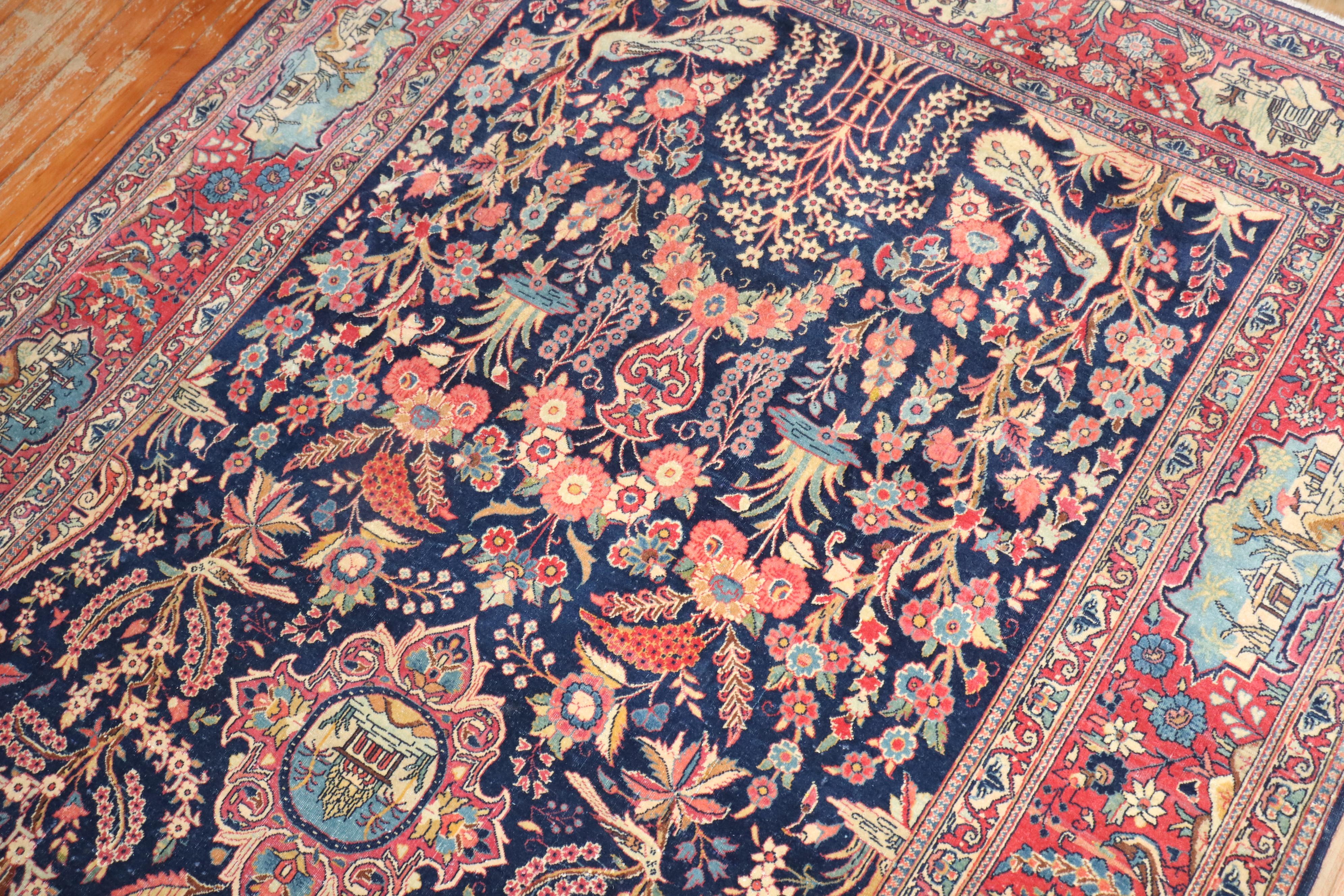 Ein fein gewebter persischer Kashan-Teppich aus dem frühen 20. Jahrhundert.

4'6'' x 6'9''

