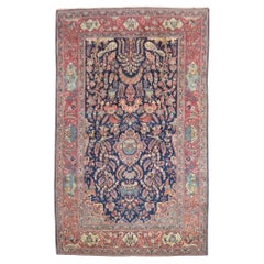 Navy Antique Persian Kashan Carpet