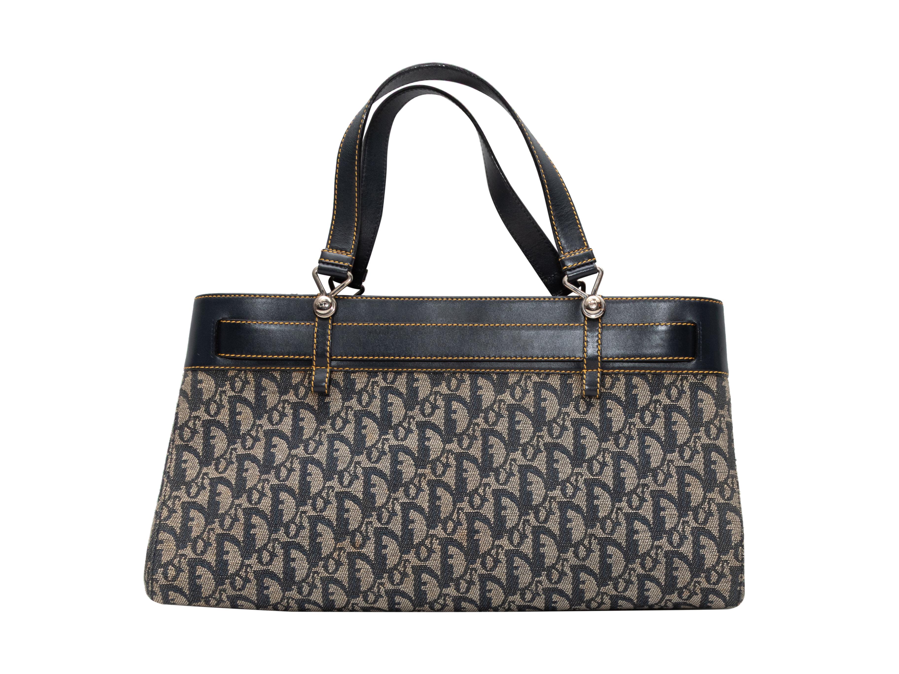 Black Navy & Beige Christian Dior Trotteur Oblique Handbag For Sale
