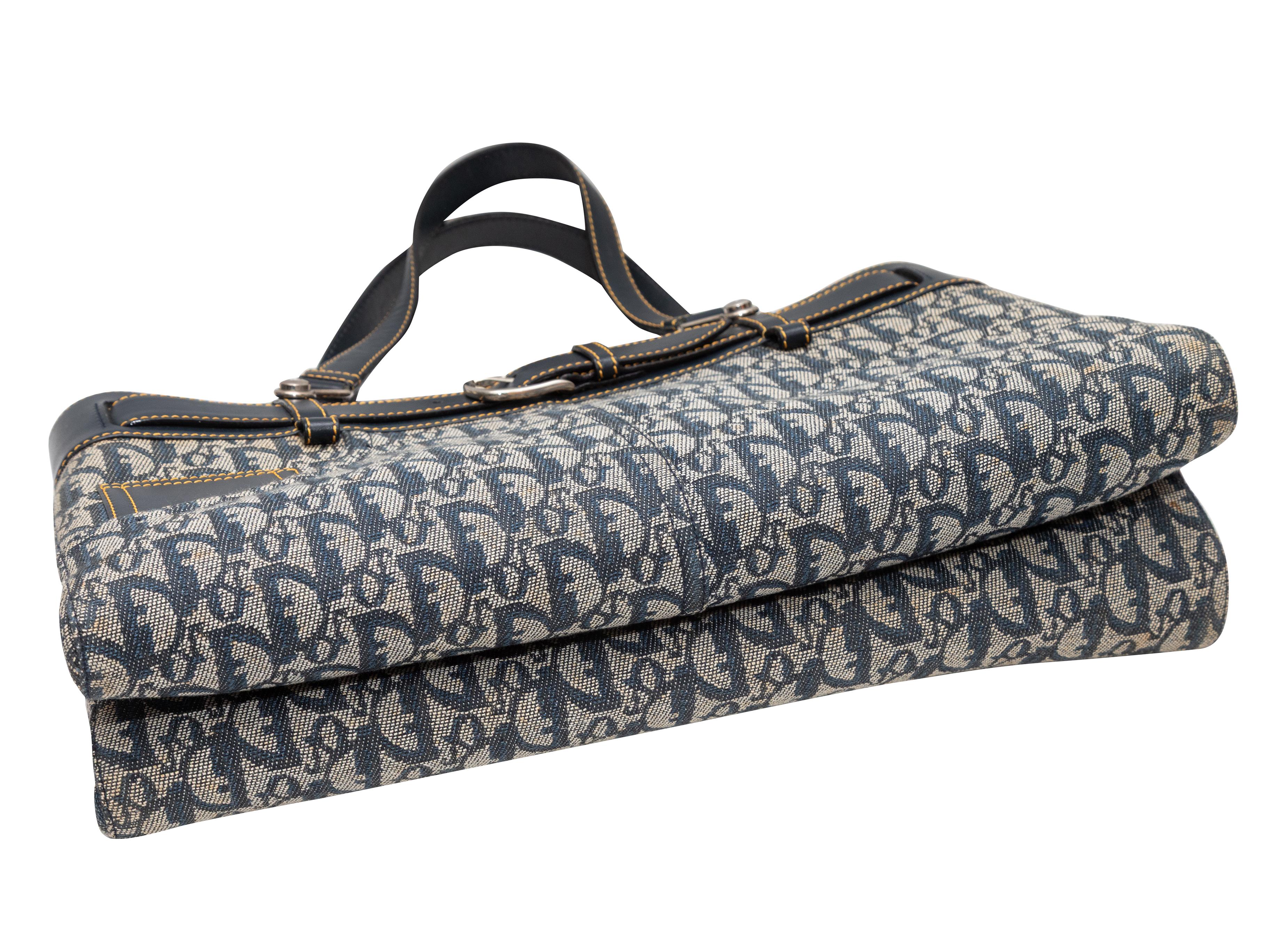 Navy & Beige Christian Dior Trotteur Oblique Handbag In Good Condition For Sale In New York, NY